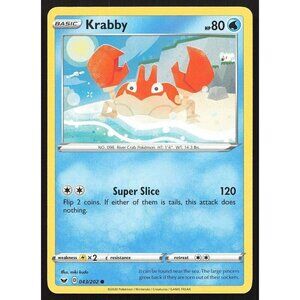 Krabby 043/202 Pokémon SWSH01:  Sword & Shield Base Set Regular Common MP